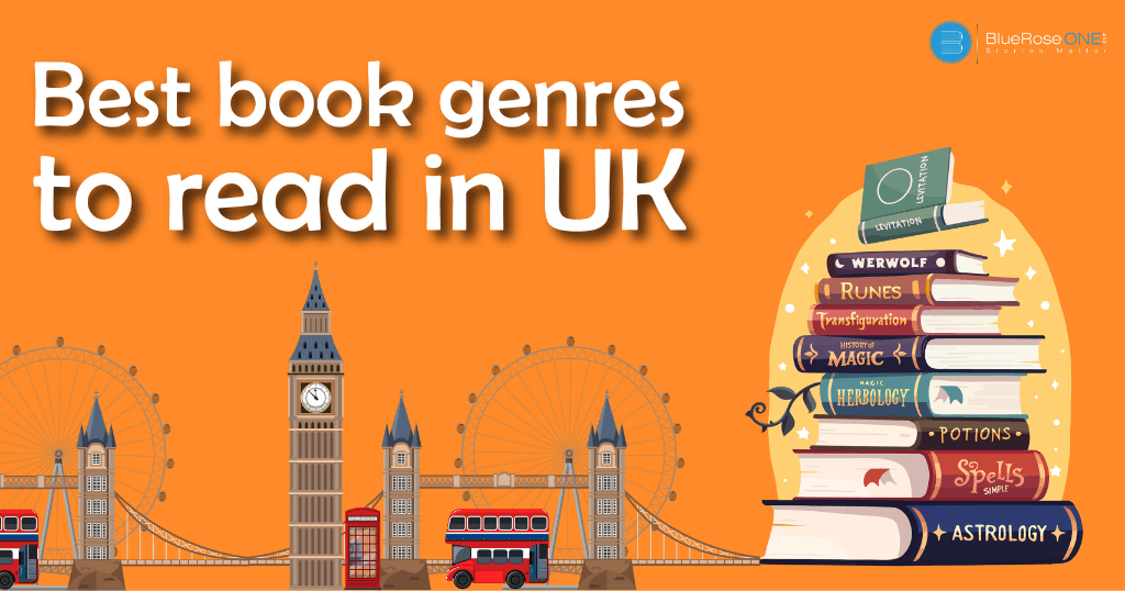 list of top 5 best book genres to read in UK - target UK audience - write and publish now with blueroseone.com