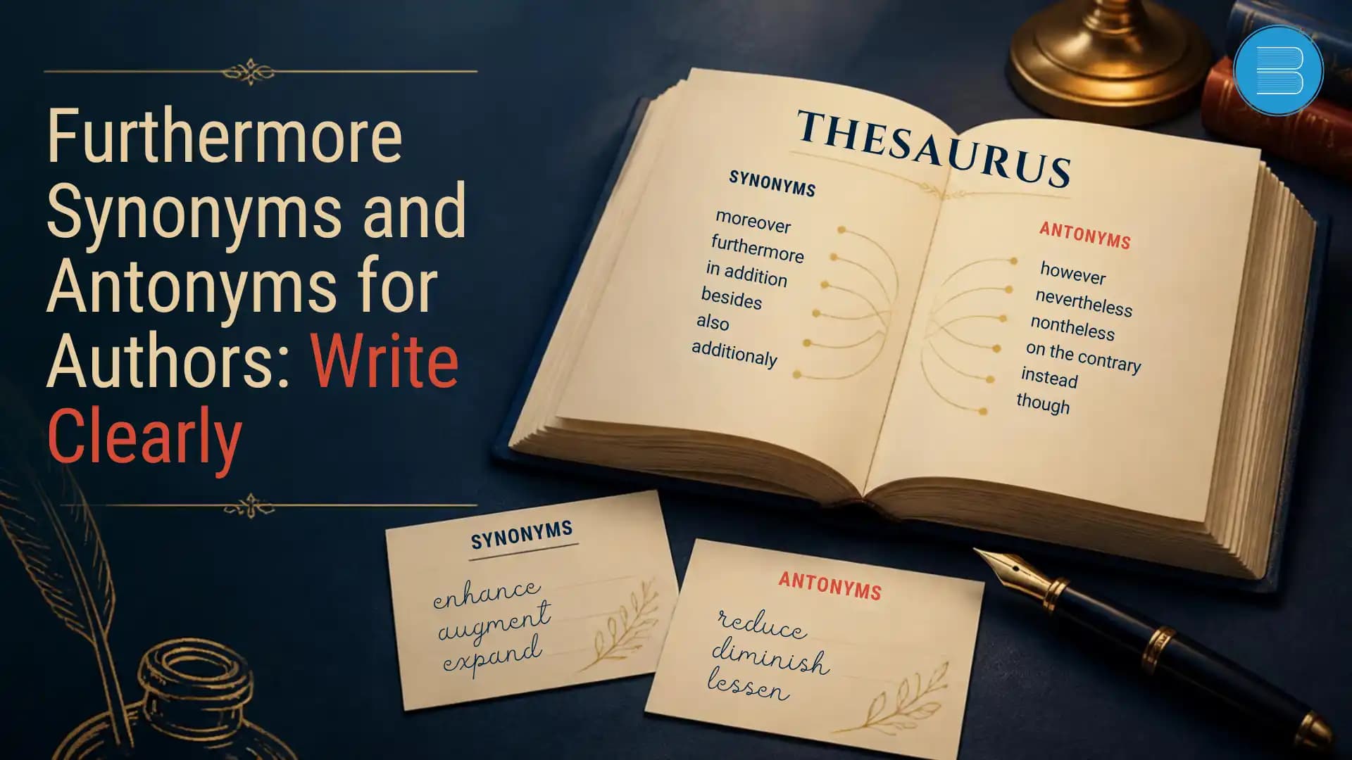 furthermore synonyms and antonyms for authors