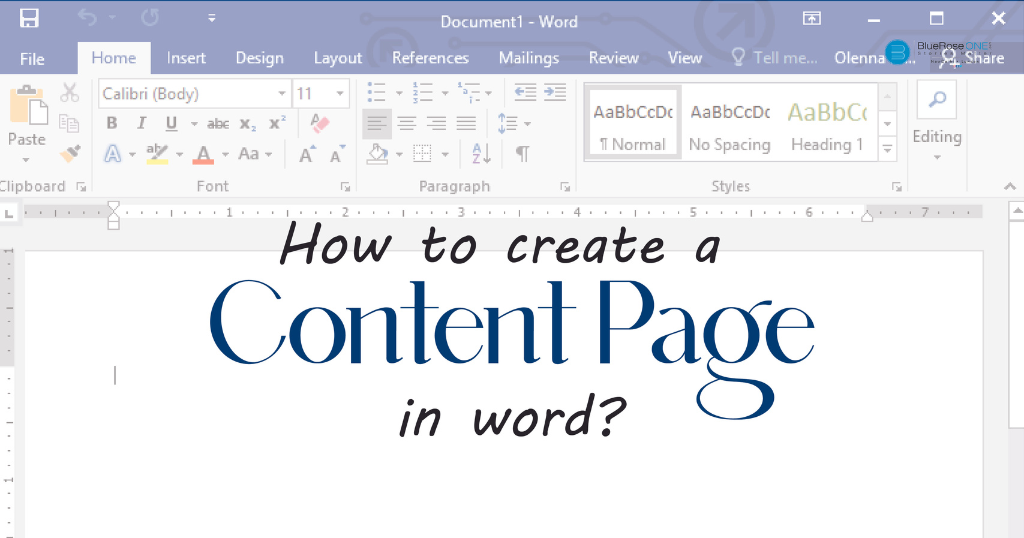 How to Create a Content Page in Word.