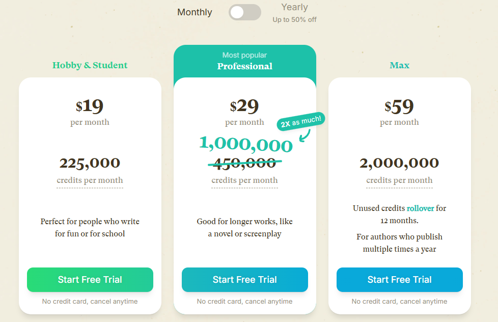 monthly-sudowrite-pricing